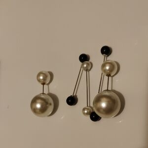 Elegant Pearl and Black Ball Garmet Pins